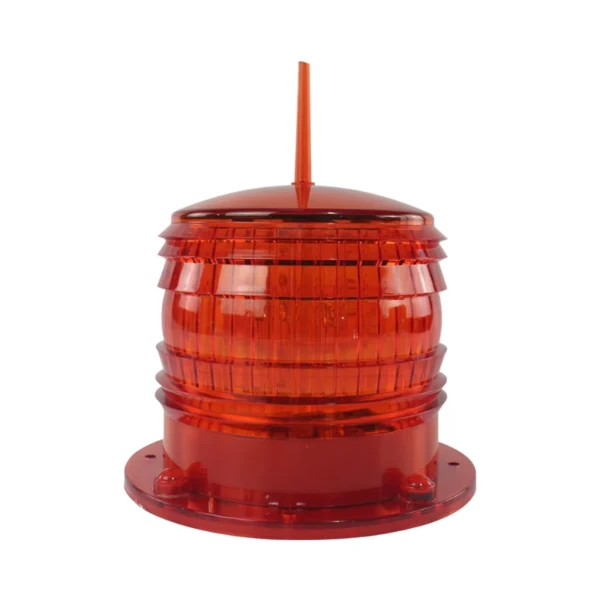 Baliza solar roja CAX1500 con IP68, destellante 40 DPM, panel solar y baterías, ideal para señalización de obstáculos (torres, antenas, edificaciones).